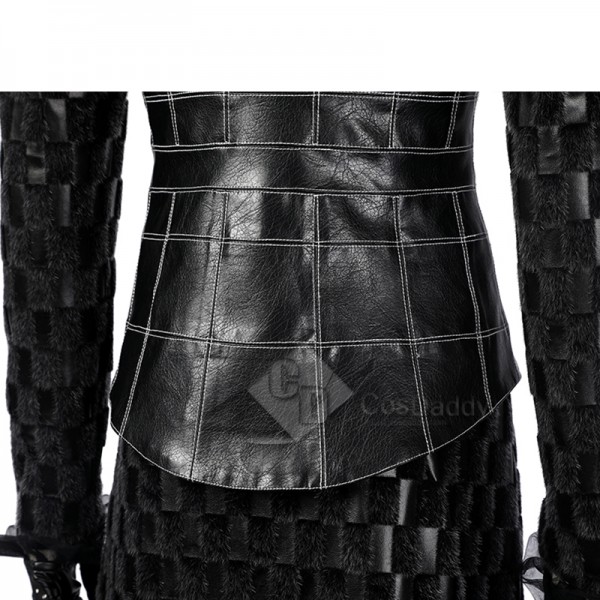 Cruella Deville Cosplay Costume Cruella Black Leather Jacket Skirt Suit